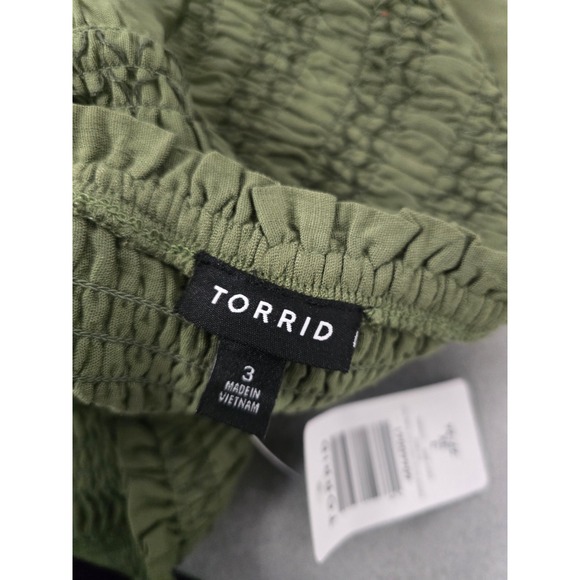 Torrid Smocked Tube Top Olive Green Strapless Plus Size 3 3X Size 22-24 boho - Picture 5 of 7